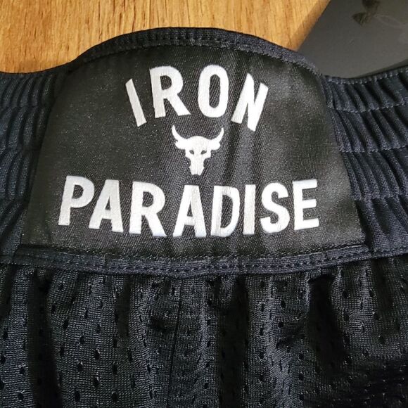 Under Armour UA Project Rock Iron Paradise Black Mesh Shorts Men's Size Small S - Picture 6 of 11